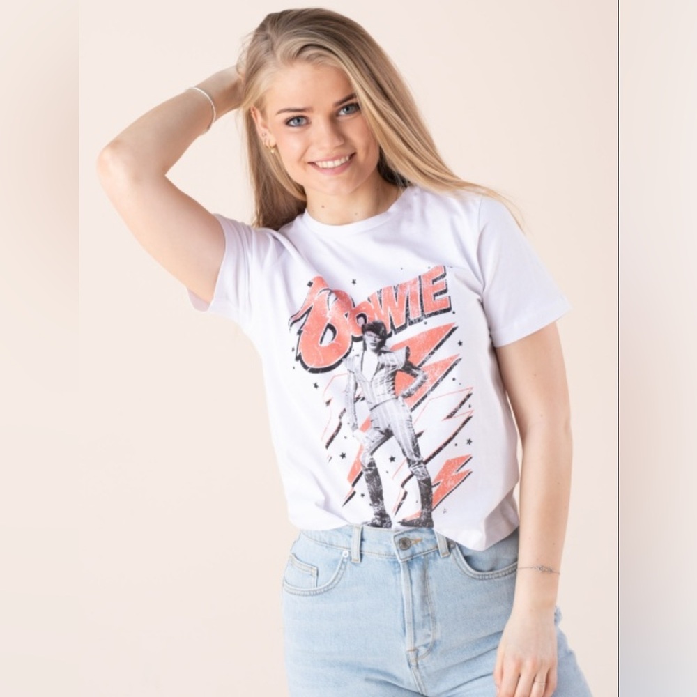 White Graphic T-Shirt - Bowie size medium